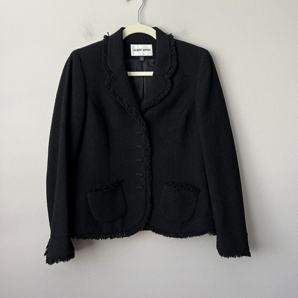 Albert Nipon Blazer Womens Size 4 Wool Blend Blac… - image 6